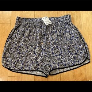 NWT Boho Black & Blue Drawstring Shorts Size L